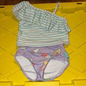 Ruffle Butts Girls Size 5 Two Piece Swimsuit EUC 5T Ice cream cones Snow Cones